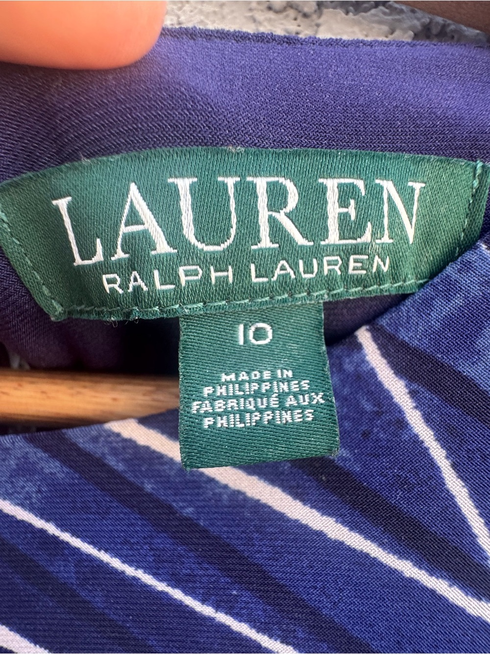 Lauren Ralph Lauren Navy Geometric Print Midi Dress with Belt - Size 10 - Picture 12 of 16